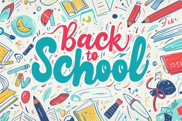 Vector Art of the writing "Back To School" with school and education background, homecoming, re-entry, school terms