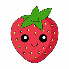 Obraz premium Strawberry cartoon flat vector illustration