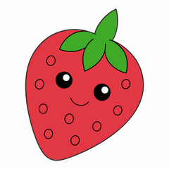 Strawberry cartoon flat vector illustration