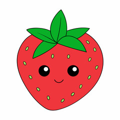 Strawberry cartoon flat vector illustration