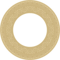 Vector round gold border, frame, Pompeii ring. Circle Neopolitan ornament. Art of Ancient Rome