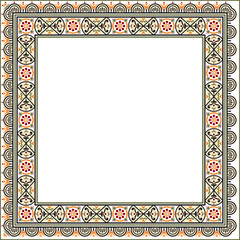 Obraz premium Vector square colored border, frame, Pompeii. Rectangle Neopolitan ornament. Art of Ancient Rome. Template for stained glas