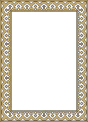 Obraz premium Vector square gold with black national Persian ornament. Rectangle, frame, border, ethnic pattern of the peoples of Iran, Iraq, Tajikista