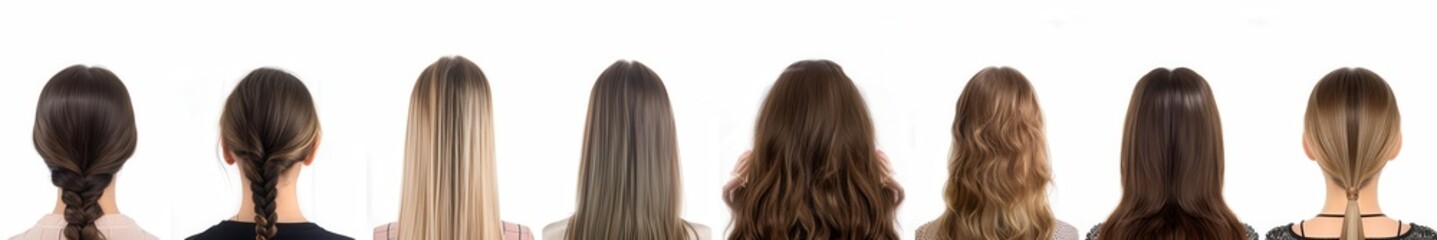 Obraz premium Different styles of purple-dyed haircuts.