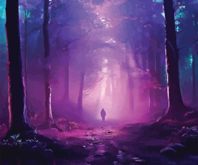 Scene of city street with a rainy ambiance