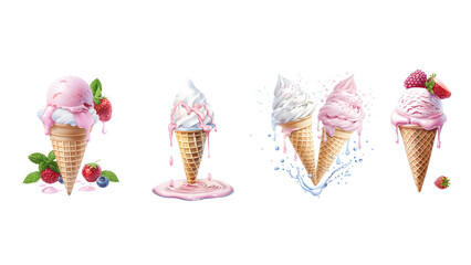 Ice Cream Dream: A delectable collection of four ice cream cones, each with its own unique flavor and design. From classic vanilla to luscious strawberry, these mouthwatering treats are sure to tantal