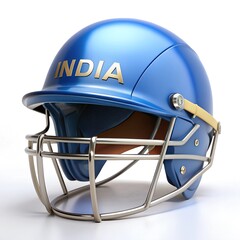 Fototapeta premium A vivid blue cricket helmet with India emblazoned on the front evokes the excitement of the sport and the national pride associated with team competition and athletic prowess.