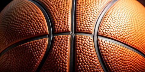 Obraz premium Close up of basketball ball texture, basketball, sports, game, equipment, round, textured, orange, rubber