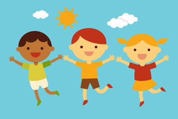 Children playing in the park vector illustration