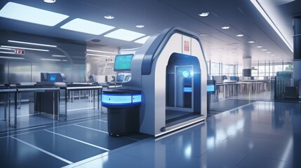 High-tech airport security checkpoint