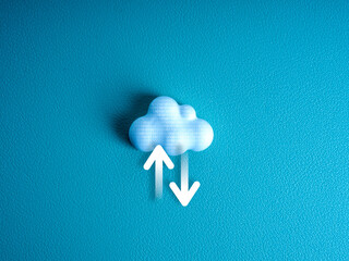 Cloud computing infrastructure technology, data system storage service concept. Upload and download...