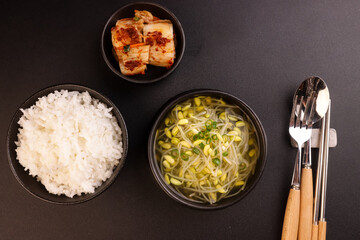 Kongnamul Guk is Korean Soy Beans Sprout Soup. 