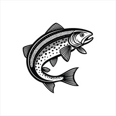 Fototapeta premium Rainbow Trout black vector