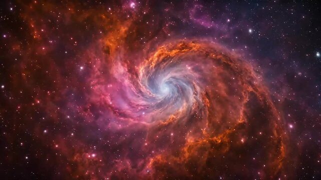 colorful cosmic swirl with animated stars and a glowing core, space nebula towards light loop Animation. Glowing galaxies and stars passing footage video background, calming video, relaxing videos,