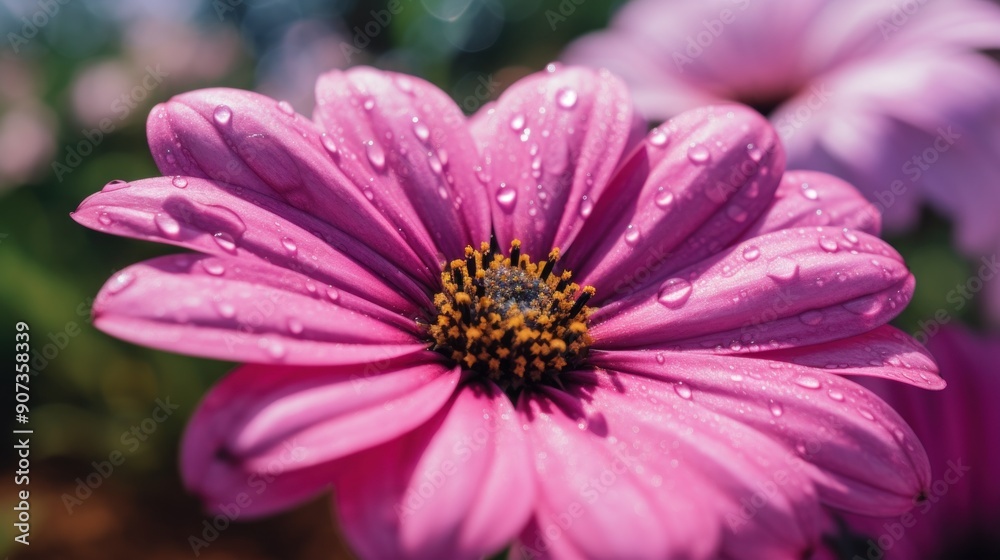 Canvas Prints pink flower dew drops macro photography