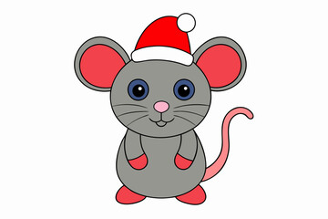 Christmas mouse vector illustration 