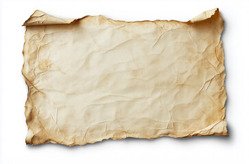 Obraz premium A piece of vintage blank paper with torn edges isolated on white background
