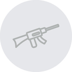 Rifle Vector Line Grey Circle Grey