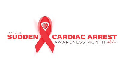 National Sudden cardiac arrest awareness month. background, banner, card, poster, template. Vector illustration.