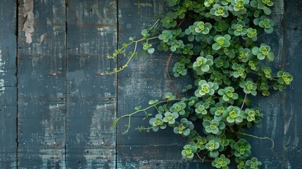 Naklejka premium Copy space available for text Dischidia plant against wooden backdrop