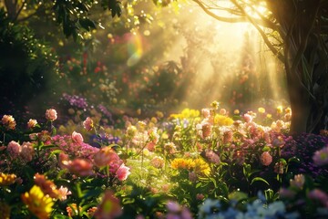 A magical garden full of birthday wishes blooming, Ai generated