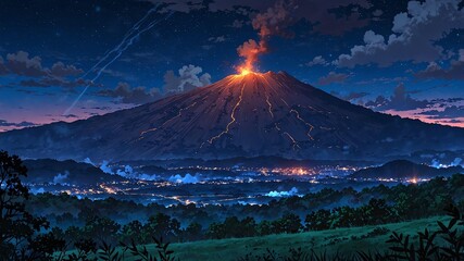 volcanoes national park rwanda natural wonders around the world sunset view anime theme