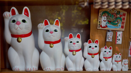 世田谷の豪徳寺で奉納されている沢山の招き猫を撮影した写真