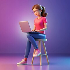 3d-rendering-cartoon-like-woman-working-computer