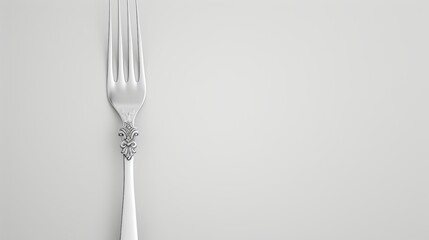 Elegant silver fork with intricate engravings, polished and isolated on a clean background, perfect...