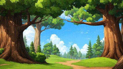 Naklejka premium Beautiful rural village house landscape illsutration