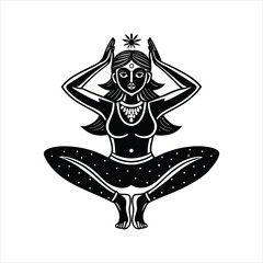 Tadasana with clear 2 leg black vector