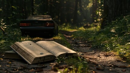 A broken path through the forest led to a home where a fast car