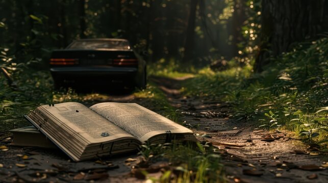 A broken path through the forest led to a home where a fast car