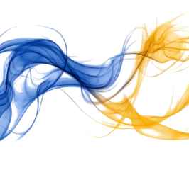 Navy blue and maize subtle abstract smoke isolated on transparent background. 