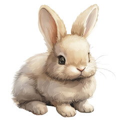 Fluffy white rabbit isolated on white background