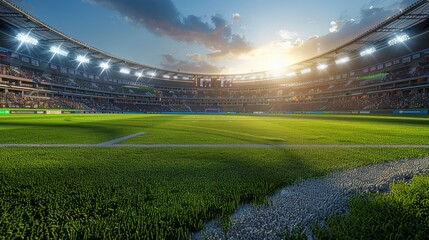 Fototapeta premium Spectacular Sunset Over a Professional Sports Stadium During a Major Event. Generative AI