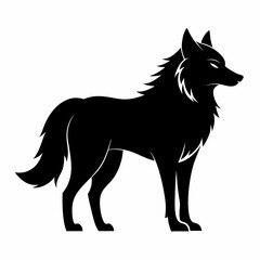 illustration of fox, wolf vector illustration, pet vector art, wolfs silhouette, animal vector icon, eps