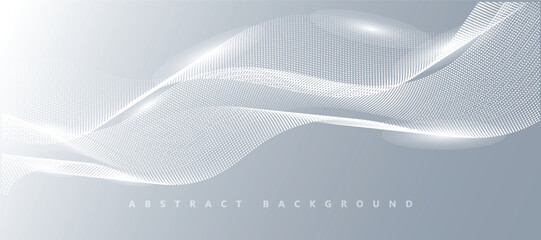 Gray and white abstract background with flowing particles. Digital future technology concept. vector illustration.
