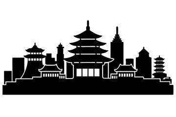 Beijing China City Vector Silhouette - Printable Graphic Design File
