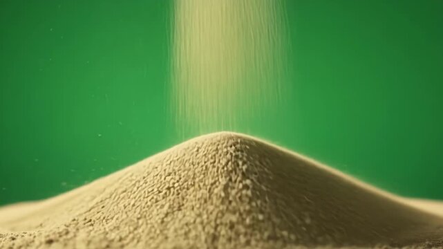 Each granule of sand gracefully tumbles adding to the intricate layers of textured patterns below. Green screen chromakey