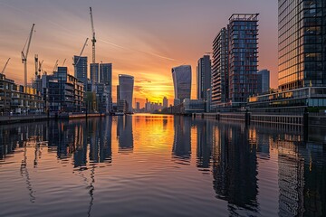 Fototapeta premium Panoramic view of Business bay of Dubai, UAE