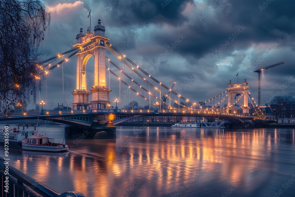 Wall mural Tower bridge London while open bridge for big boat pass at Thames river travel destination