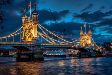 Tower bridge London while open bridge for big boat pass at Thames river travel destination