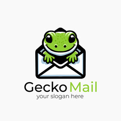 gecko logo mascot in an envelope