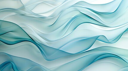 Obraz premium Elegant Gradient Frosted Glass Sculpture, Flowing Transparent Design with Cyan and Powder Blue Tones, Artistic Glassware for Modern Decor and Aesthetic Appeal