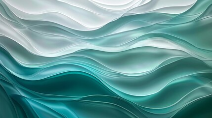 Elegant Gradient Frosted Glass with Flowing Curves, Exuding Tranquility and Nature's Essence, Reflecting Forest Green and Lime Tones