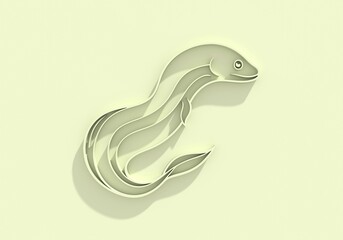 Cute cartoon eel emblem. Seafood shop logo, signboard. Restaurant menu, fish market, banner, poster design template. Fresh seafood or shellfish product. 3D render