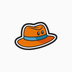 sticker design of A trendy hat with a unique embellishment