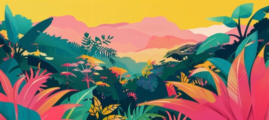 Create an illustration highlighting the protection of natural parks and reserves, with vibrant landscapes. Leave ample copy space.