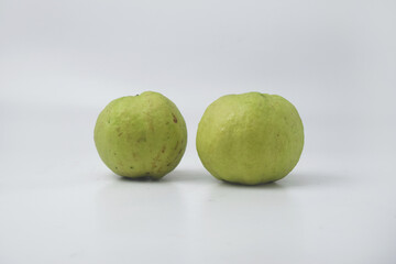 Fresh green guava is on an isolate white background